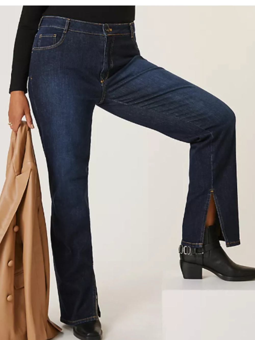 Anthropologie Pilcro The Split Straight Jeans High Waist Dark Wash Split Hem 28